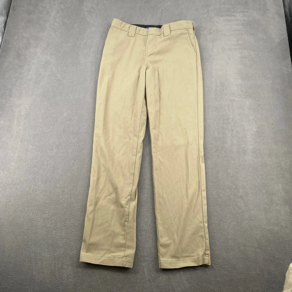 Dickies Flex Boys Khaki Tan Slim Fit Straight Leg Work Pants Size 14 Chinos